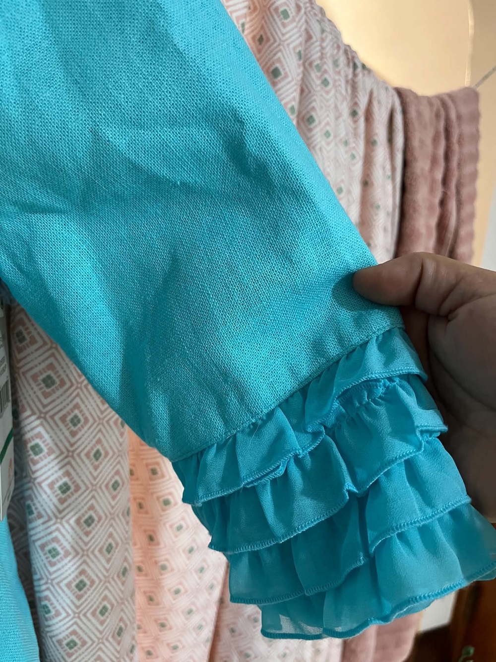 Multiples Aqua Ruffle-Cuff Collarless Jacket - Picture 4 of 11